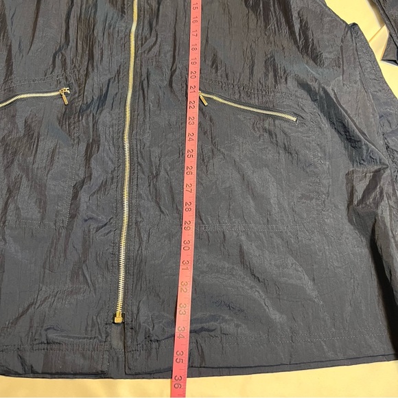 Vintage Diane Von Furstenberg Navy Long Raincoat Jacket Coat w/ Belt Size Large - Picture 12 of 12